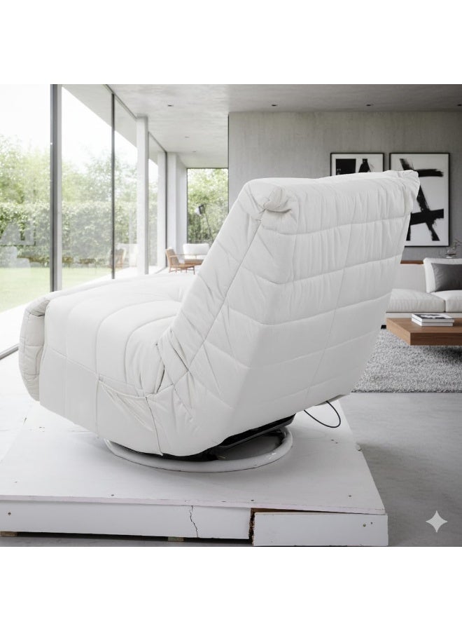 Multi Home Furniture Recliner Chair – Lazy Sofa Chair with Manual, Side Pocket, 360° Swivel Rocking Motion Armchair, Velvet Fabric Recliner Sofa Single Sofa Chair for Living Room (White) - Image 4